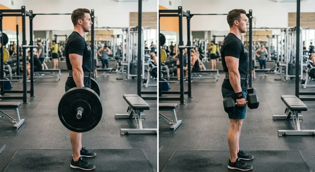 Dumbbell shrugs vs barbell shrugs