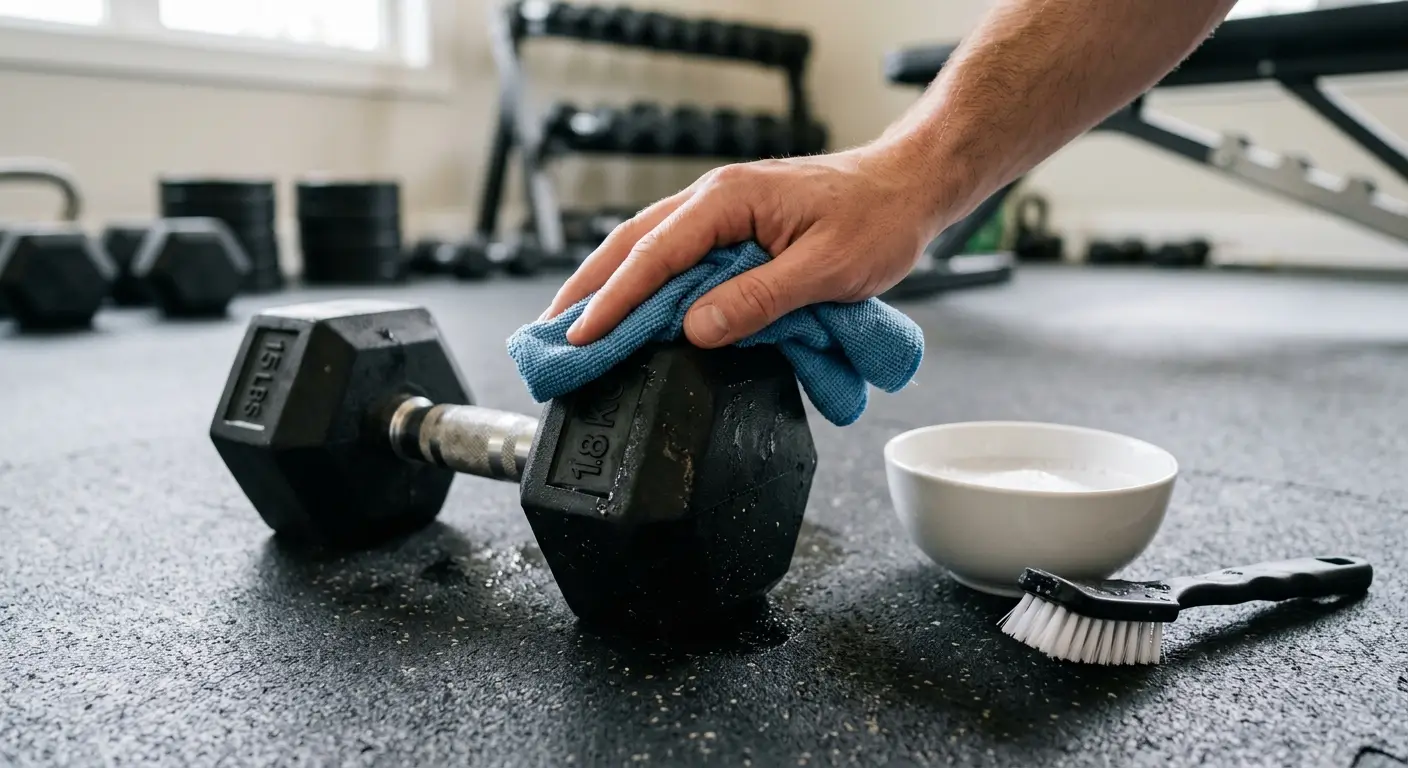 how to clean rubber dumbbells