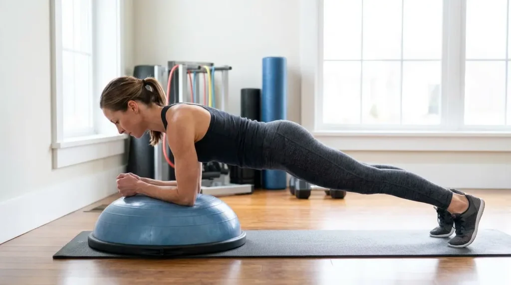 Forearm plank on the BOSU dome