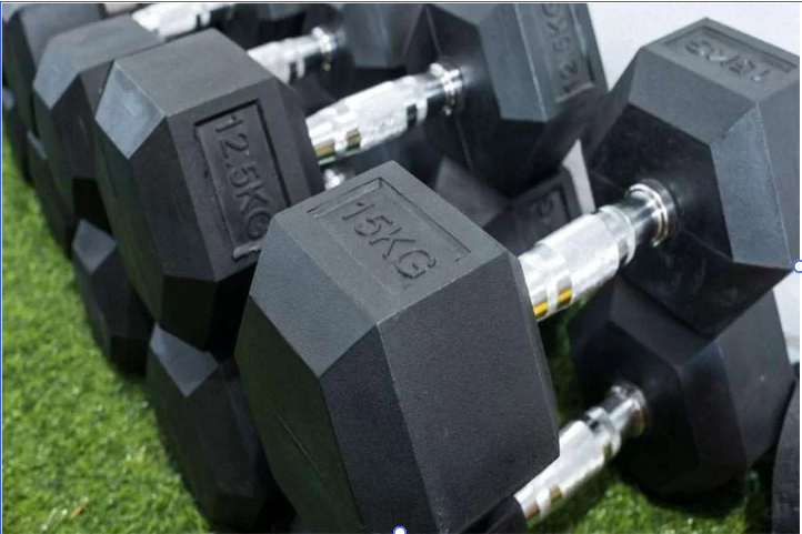 Hexagon Rubber Dumbbells