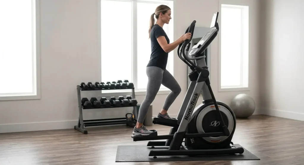 Upright posture with a light grip on the FreeStrider handles