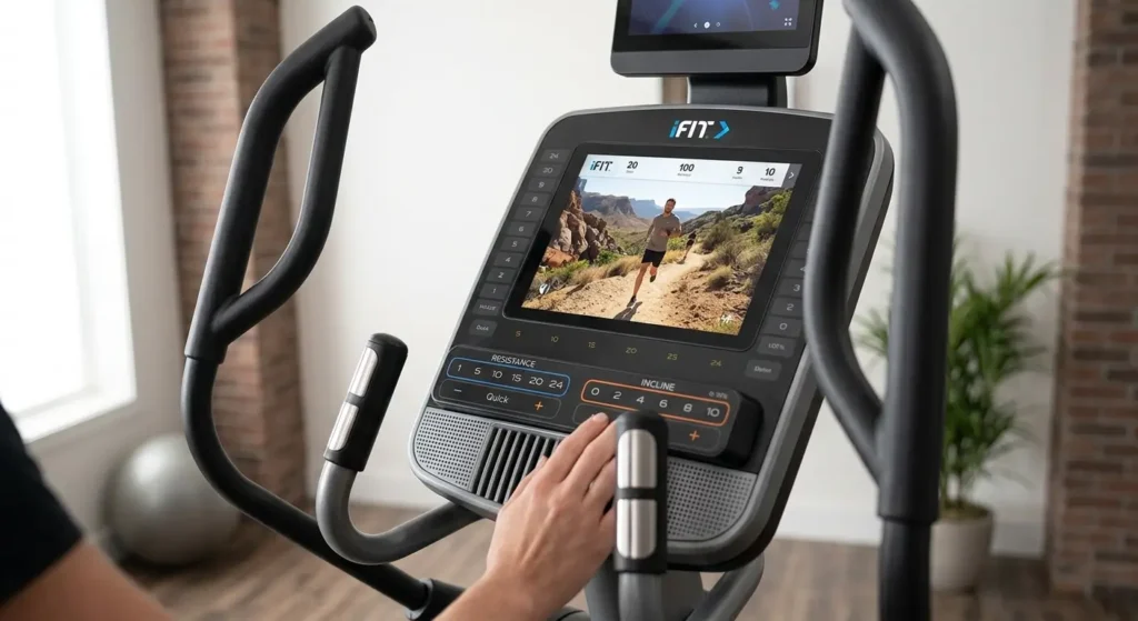 10-inch touchscreen and one-touch resistance and incline controls on the FS10i